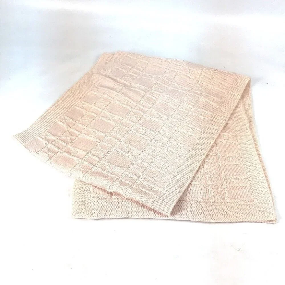 Auth Dior Cannage Scarf wool pink